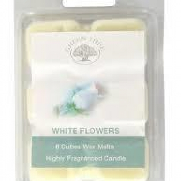6 cubes wax melts white flowers  